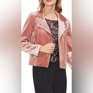 Vince Camuto Pink Velvet Moto Jacket - Size Small S